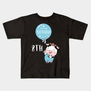 Cute baby cow boy 8th birthday Kids T-Shirt